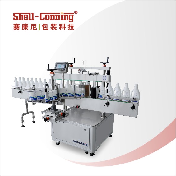 扁形 方形 錐形瓶雙側(cè)面貼標(biāo) 不干膠自動(dòng)貼標(biāo) 廣州設(shè)備廠家